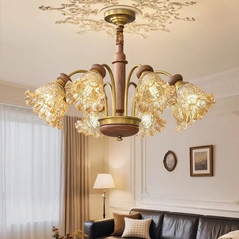 

Цельномедная люстра в французском средневековом стиле, американская ретро-модель для гостиной, защита глаз для спальни, новая модель