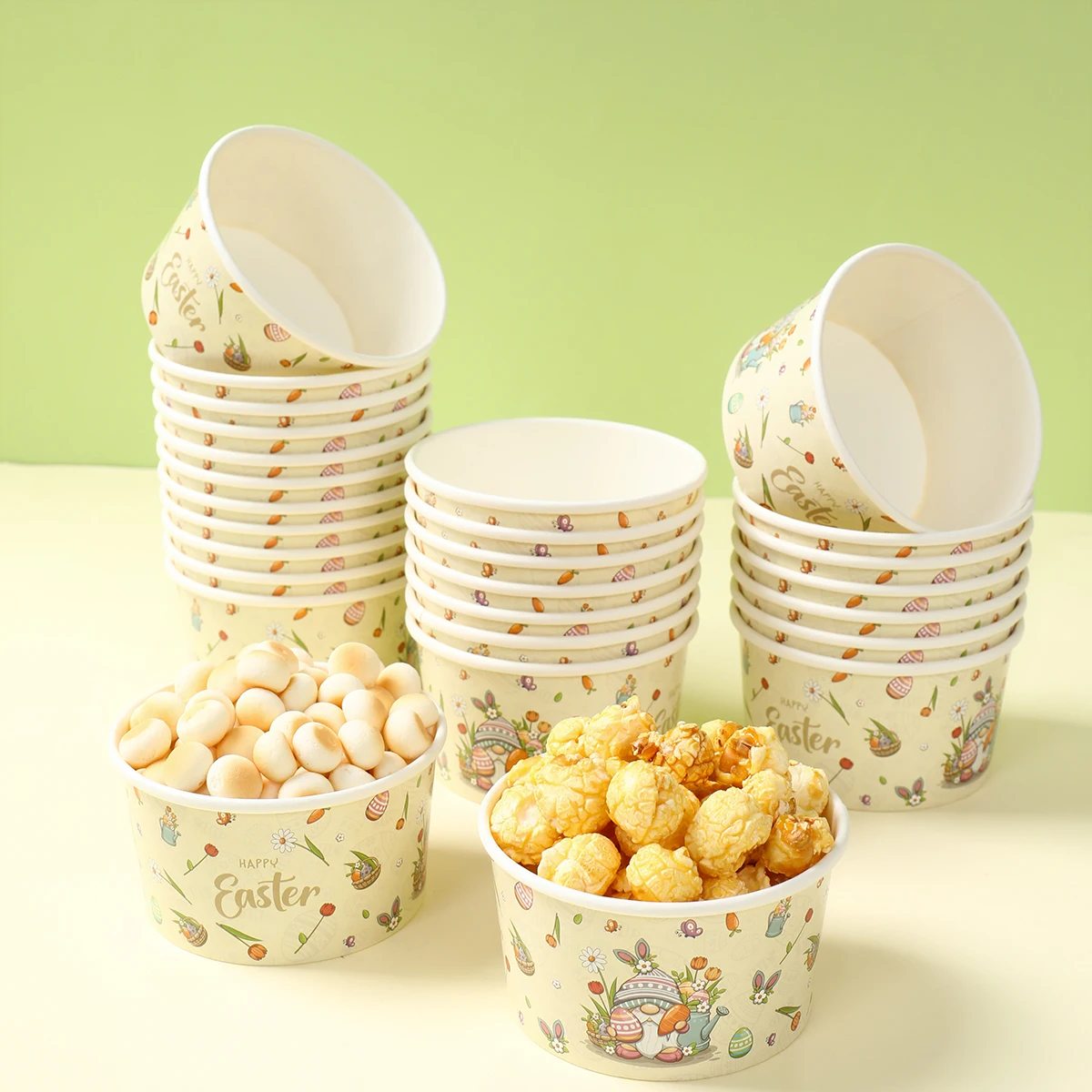 Easter Bunny Egg Disposable Paper Bowl Table Decor for Home 2025 Cute Cartoon Party Decor Kids Favor Easter Party Supplies