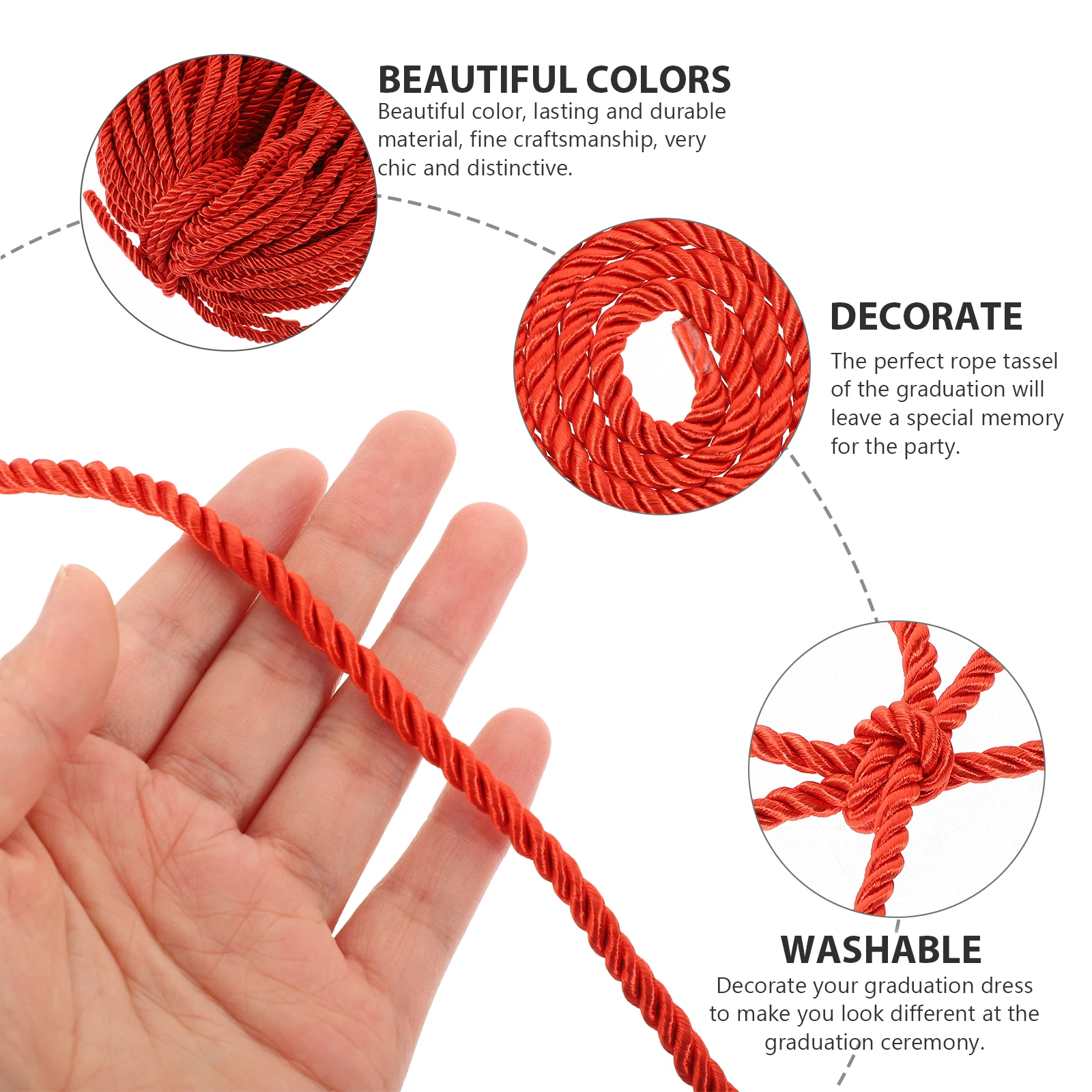 

Graduation Honor Cord Durable Decorative Polyester Tassel Practical Washable Soft Sturdy Ceremony Accessory Baccalaureate Degree