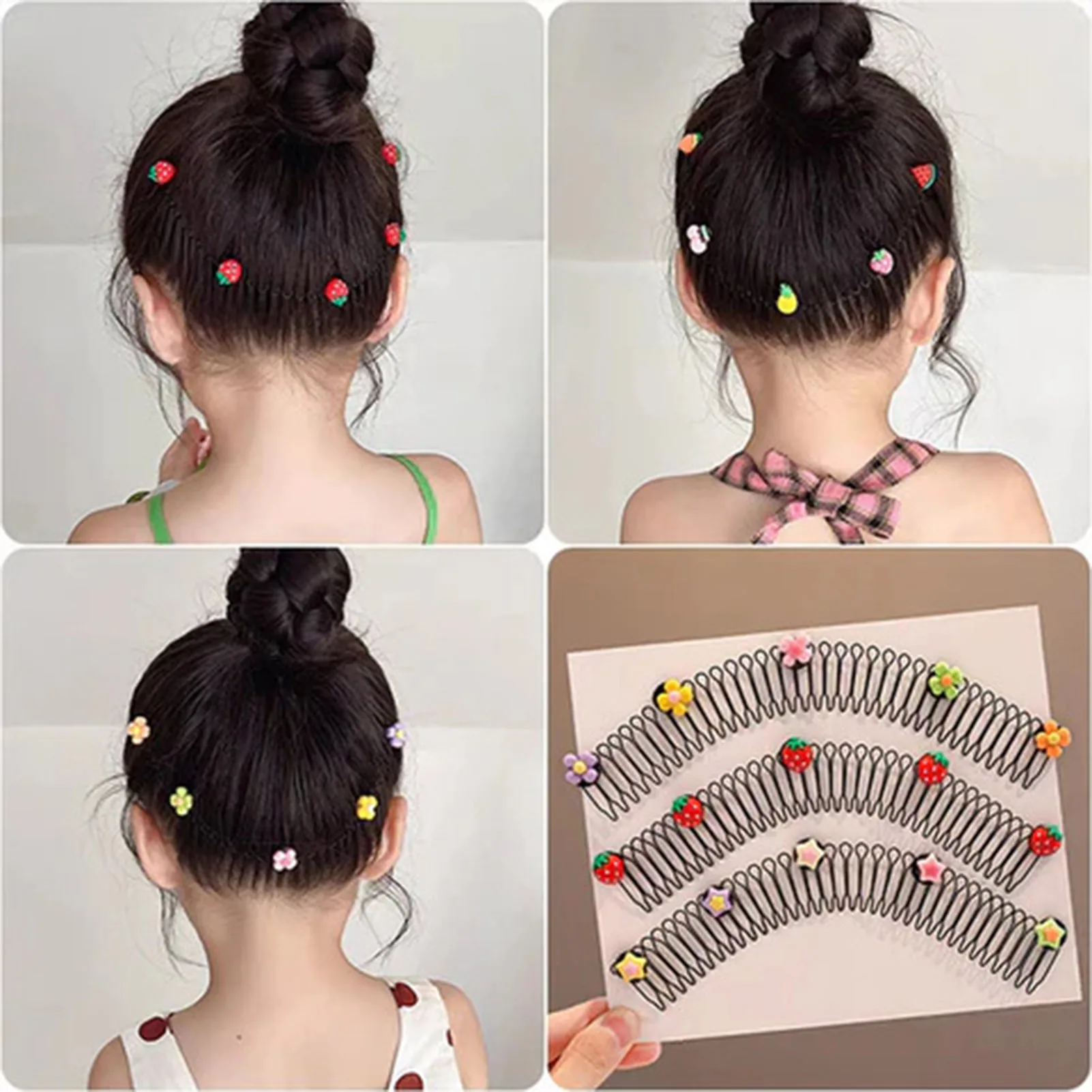 Invisible Hair Styling Comb Elastic Invisible Clips Cute Bunny Strawberry Wavy Comb Girls Hair Styling Accessories