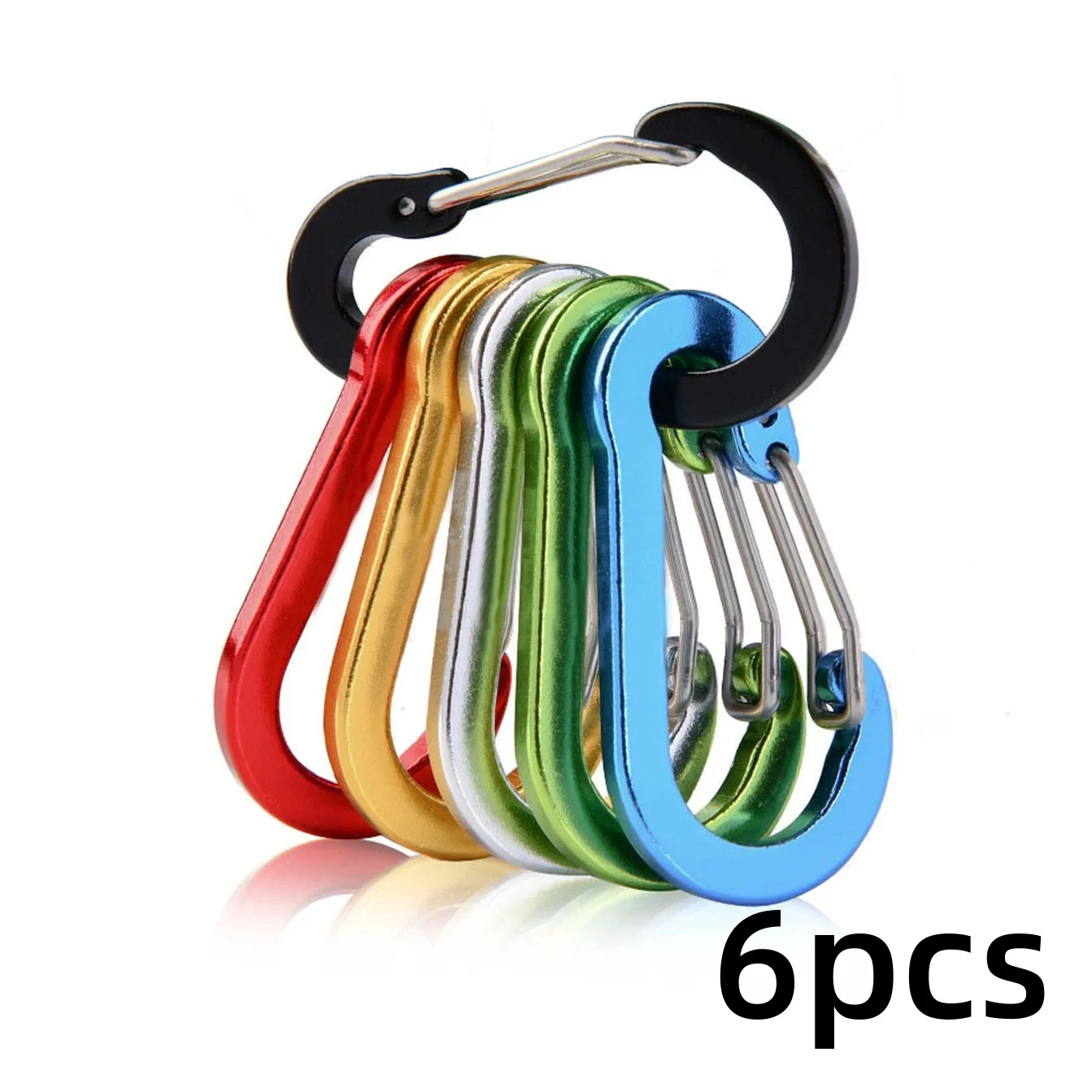 Multi Color Aluminum Alloy Gourd Shaped Hanging Buckle 6pcs Lock Tool For Cycling Fishing Backpack Buckle Fishing Supplies