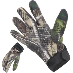 Guantes de caza para hombre, manoplas de dedo completo, antideslizantes, táctiles, de camuflaje, para deportes al aire libre, primavera y otoño