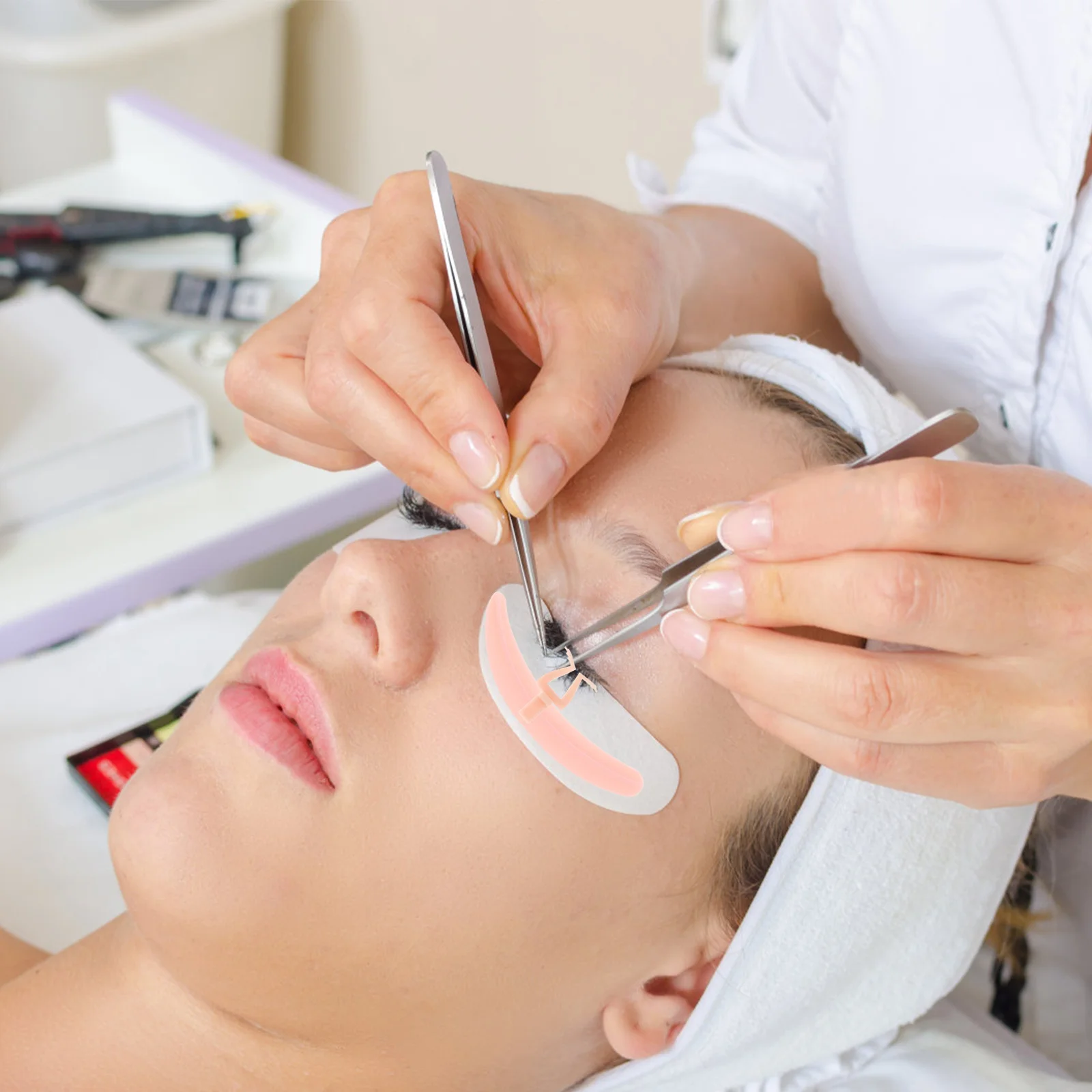 1 Set Strumenti per innesto falso Separatore di sicurezza Pratici forniture per l'estensione delle ciglia Separatori per ciglia in silicone Strumenti per ciglia portatili