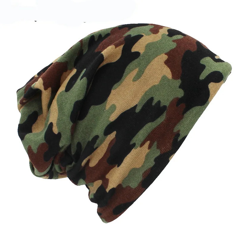 Autumn Winter Thin Multifunction Women Skullies Beanies Camouflage Design Hats For Men Fashion Feminino Scarf HT110
