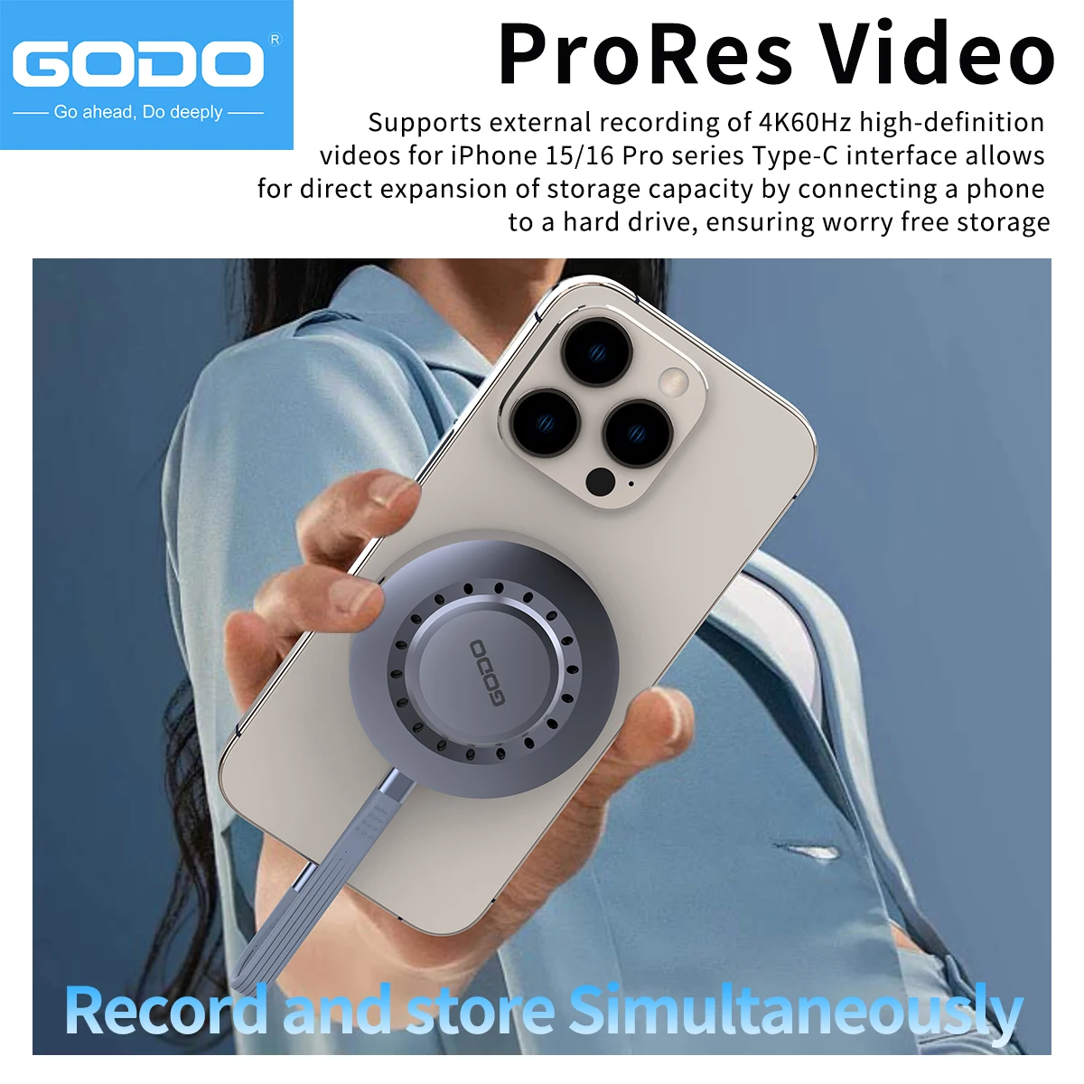 Custodia SSD GODO magnetica M.2 2230 NVMe Magsafe per iPhone 15/16 Pro e iPad Pro ProRes, custodia SSD USB-C portatile esterna