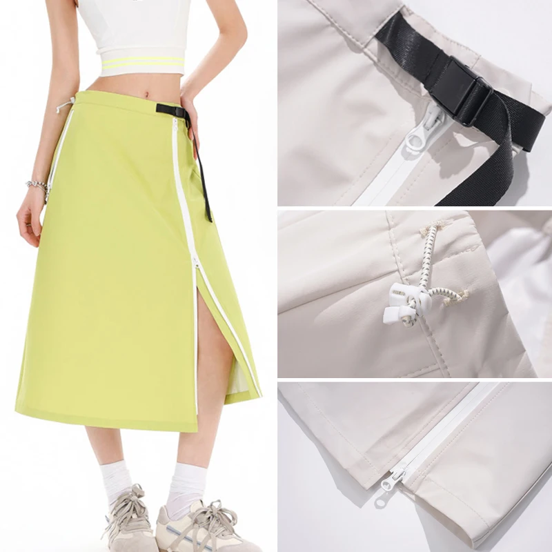 Women's Outdoor Adjustable Side-Zip A-Line Skirt – Elastic Waist, Quick-Dry & Breathable for Hiking, Camping & Casual Wear