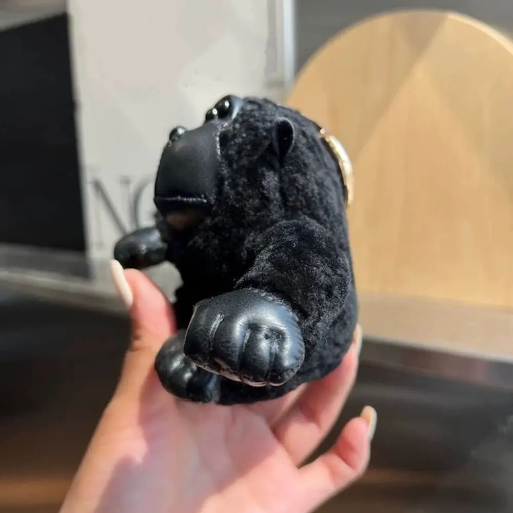 Fashion Real Wool Gorilla Fur Key Chains Stuffed Animals Hanging Ornaments Plush Monkey Black Cute Fur Key Chains Women Girls