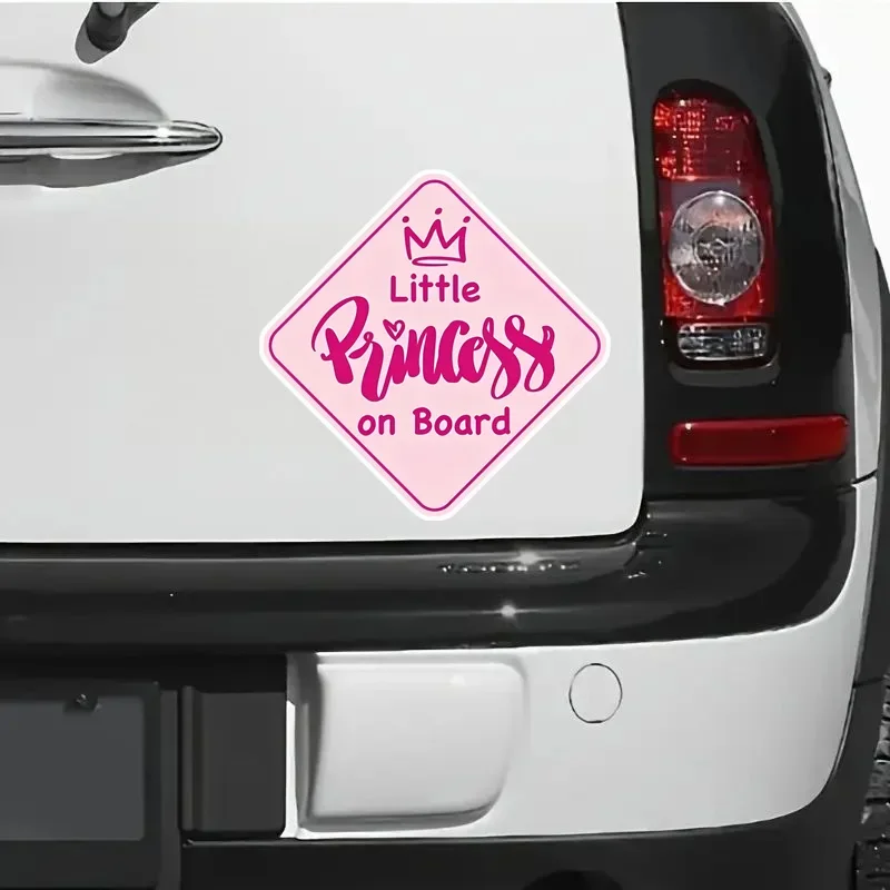 Little Princess On Board Cute Pink PVC Vinyl Car Sticker 12.5x12.5cm Waterproof Auto Window Decal Decor