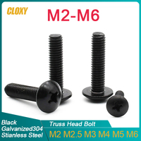 M2 M2.5 M3 M4 M5 M6 Black Galvanized 304 Stainless Steel Phillips Flat Head Large Round Cross Bolt Length Range 4~ 80mm
