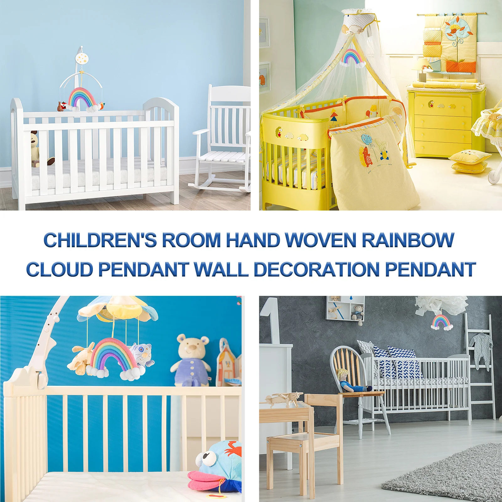 

1Pcs Rainbow Cloud Pendant Hand-Woven Nordic Style Room Decoration Wall Hanging Rainbow Ornament Holiday Photo Prop