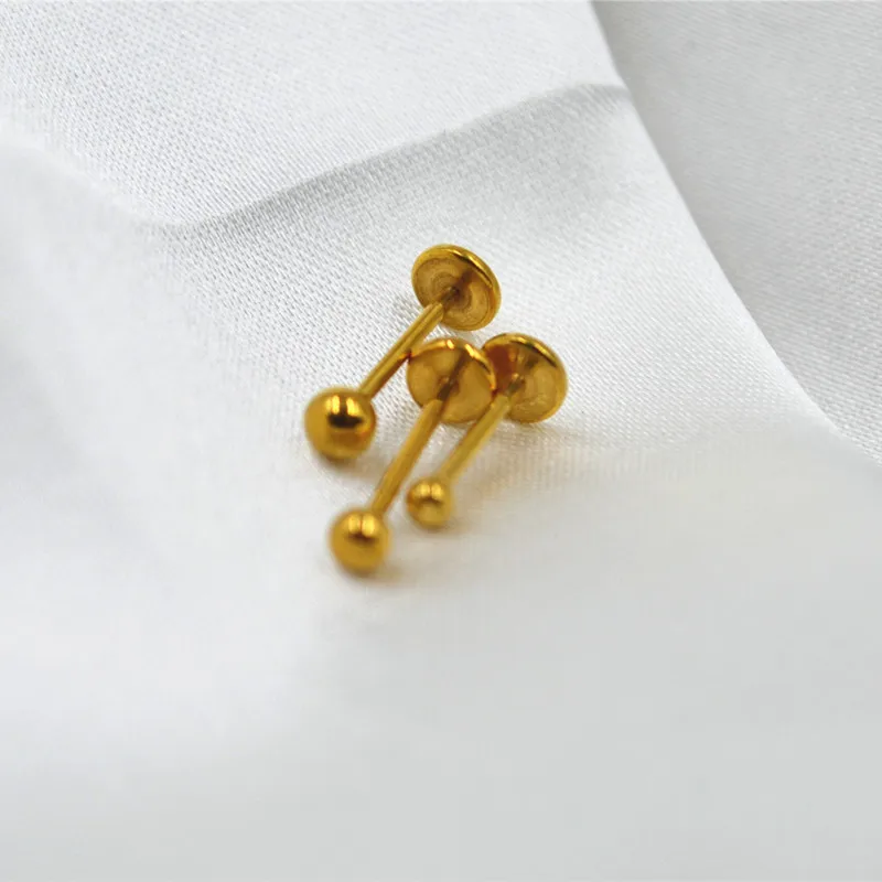 50pcs Body Jewelry 20G  Push In Nose Lip Labret Morne Ring Earring Stud Cartilage Helix Tragus Piercings Body Jewelry PVD Gold