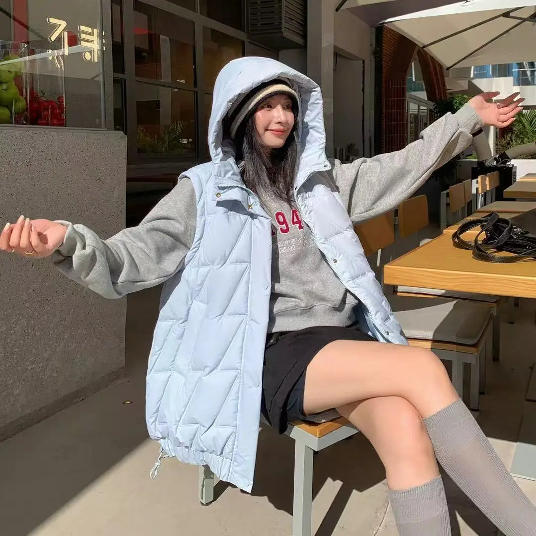 Chaleco de algodón a la moda Otoño Invierno 2025 nuevo chaleco con capucha Chaqueta de algodón suelta versátil