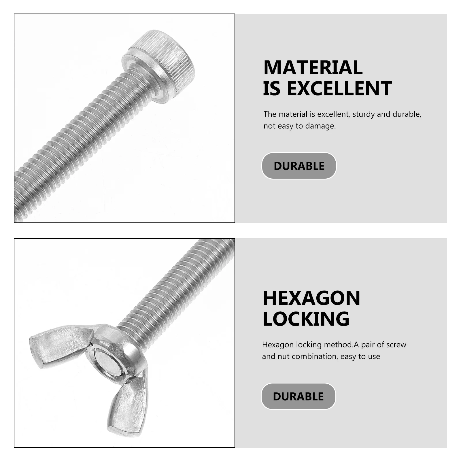 

10Pairs Stainless Steel Butterfly Screw Nuts Heavy Duty Repairing Supply for Factory Bedroom Living Room Machine Fasteners Kit