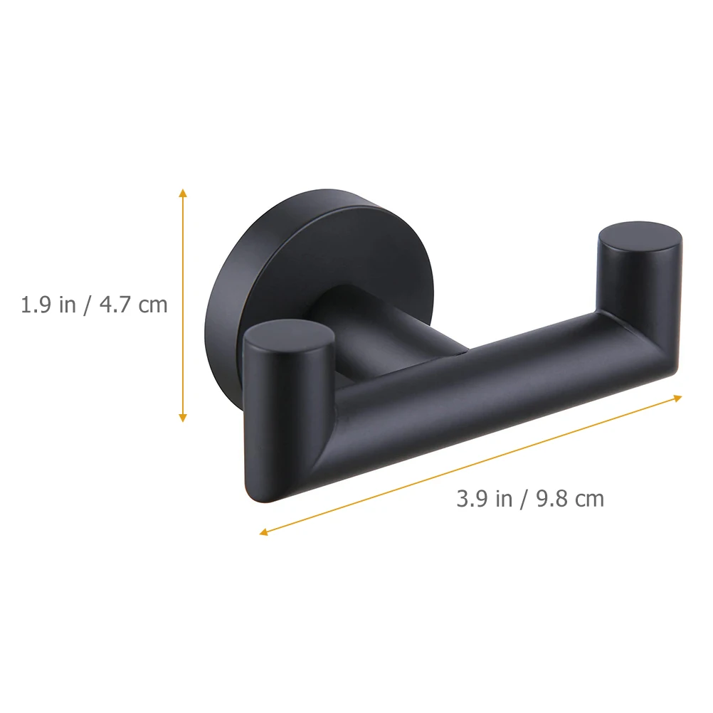 

Stainless Steel Double Towel Hook for Bathroom Kitchen Heavy Duty Wall Mount Black 304 Material Storage Organizer Robe Holder No