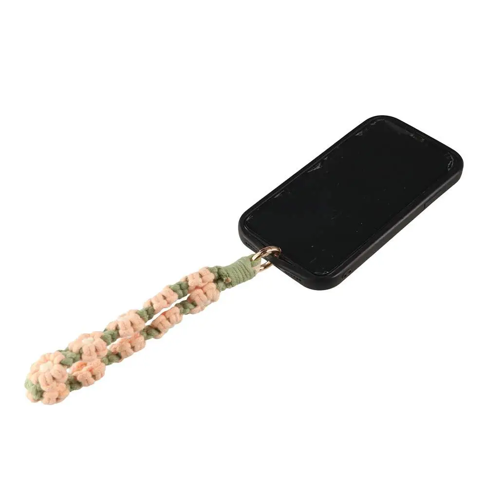 

Korean Style Boho Phone Case Rope Phone Wristband Keyring Weave Daisy Flower Keychain Bag Pendant DIY Craft Accessories
