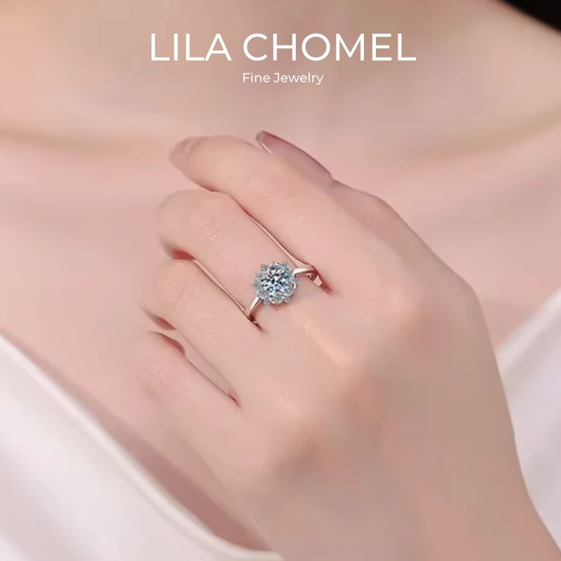 

WOMEN Engagement 18K White Gold Wedding Band 1CT Moissanite Diamond Girl Birthday Gift PT950 Platinum Lady Valentine's Day Rings