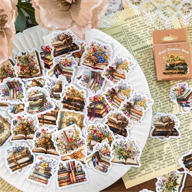 45 Pieces/box Retro Character Floral Stickers Student Stationery Decoration Scrapbook Magazine Diary Decoration Stickers