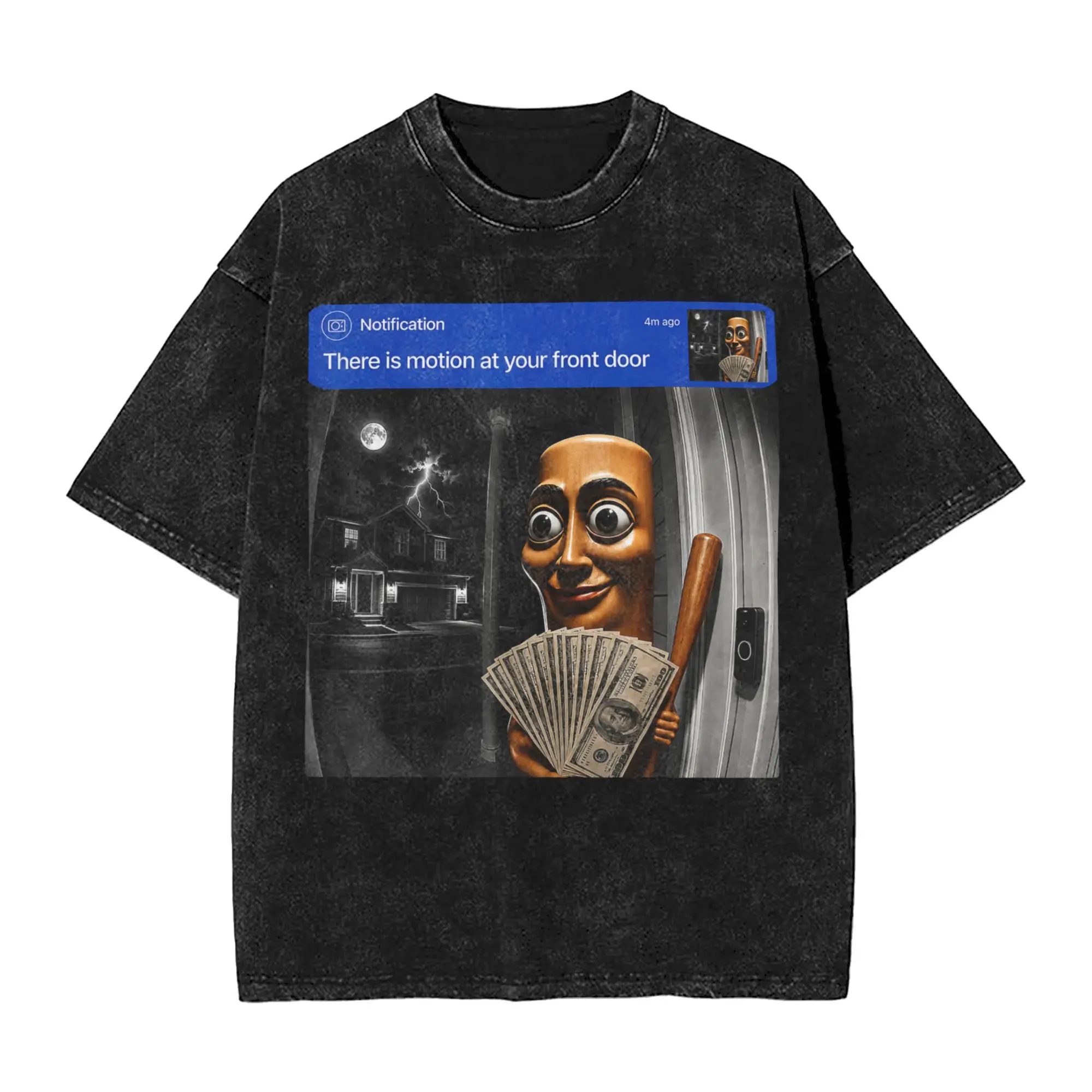 Humorous There is Motion at Your Front Tung Tung Tung Sahur Memes T-Shirt Men Round Neck Pure Cotton Washed T Shirts