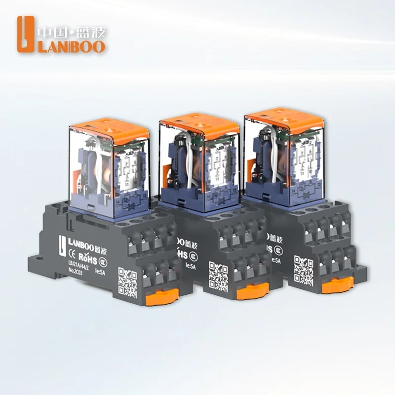 LANBOO J21A General Purpose High-Quality Micro Intermediate Relay  DC 12V/24V AC 220V 8Pin/14Pin Relay & Base Sold Separately