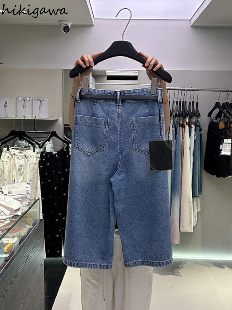 Streetwear Ropa Mujer Vintage Jean Shorts Women Harajuku Fashion Y2k Wide Leg Pants High Waist Straight Casual Pantalones Cortos