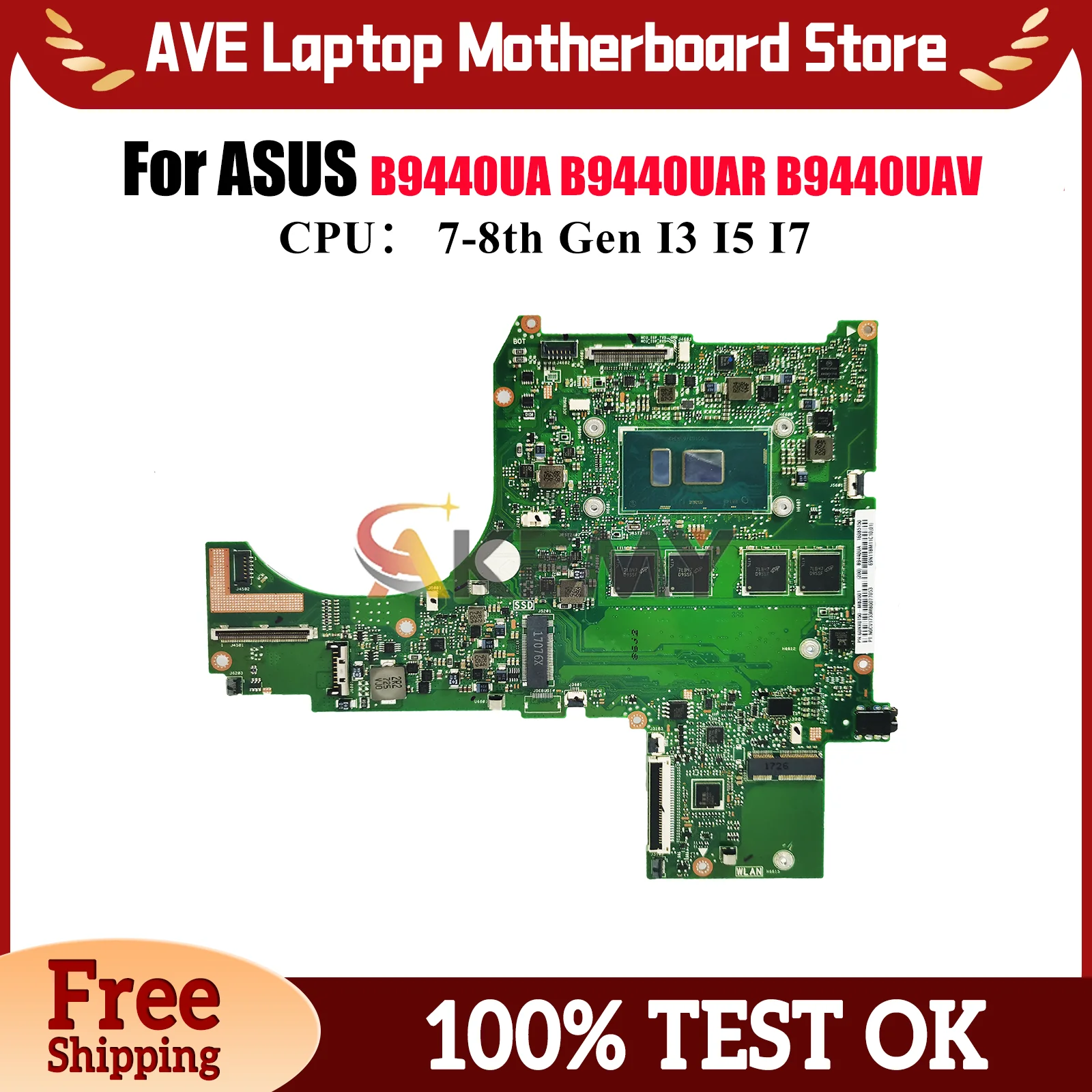 

B9440UA Laptop Motherboard For ASUS ExpertBook B9440UA B9440UAR B9440U B9440UAV Mainboard With I3 I5 I7 CPU 100% tests OK stk