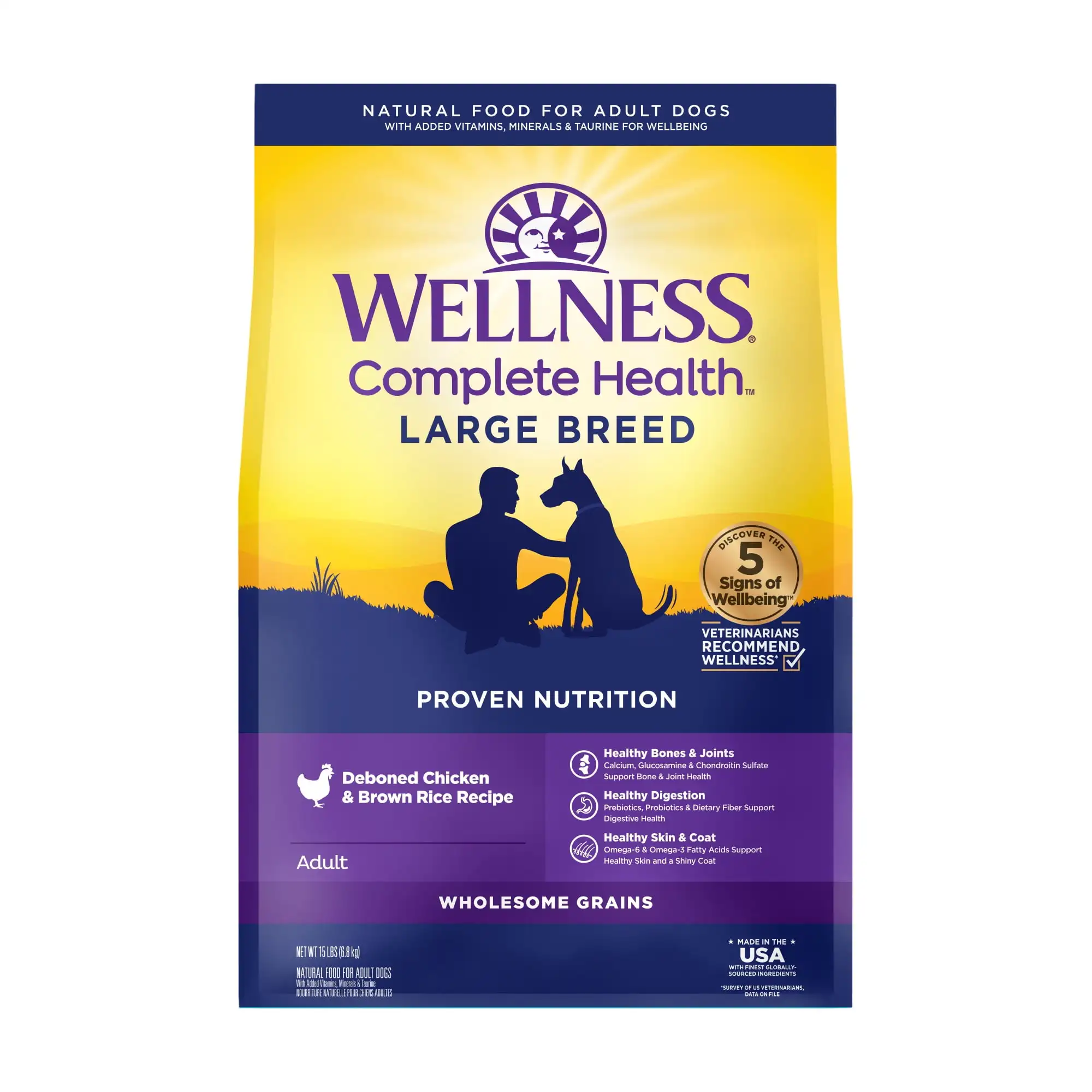

Wellness Complete Health Natural Large Breed Dry Dog Food, Chicken & Rice, 15-Pound Bag