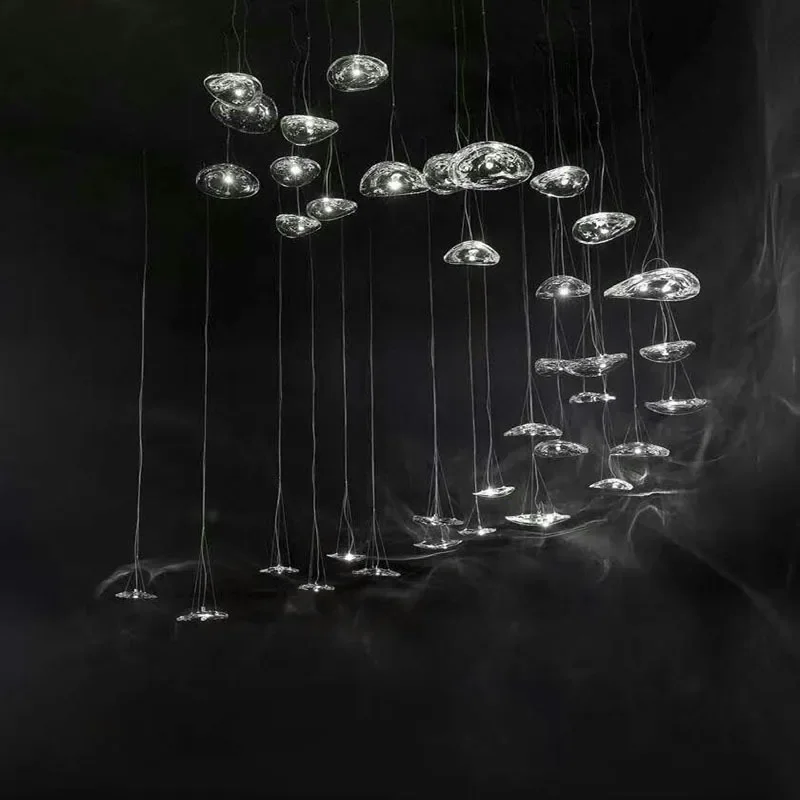 Modern Designer LED Glass Counter Pendant Lamp Nordic Manta Suspension Light For Bedroom Living Room Creative Staircase Light