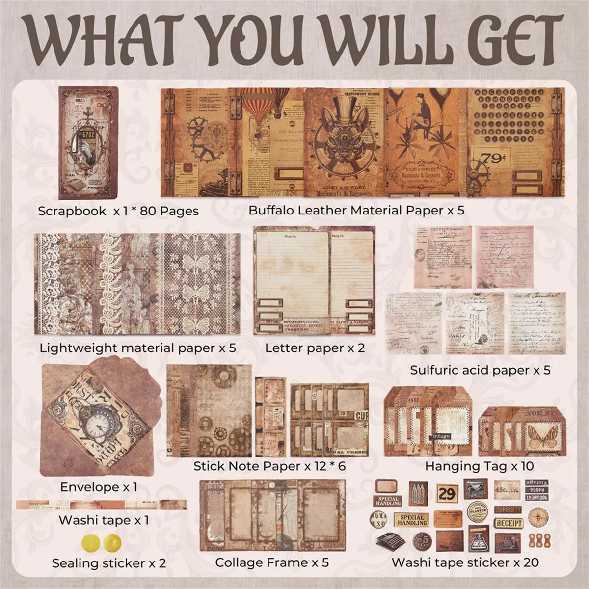 مجموعة سجل القصاصات TCE، سلسلة قصائد الحب - العناصر العتيقة، تغليف الصندوق لمواد سكرابوكينغ #2