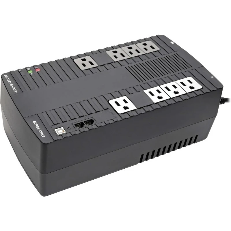

UPS Battery Backup 700VA Surge Protector with AVR Voltage Regulation 8 Outlets Uninterruptible Power Supply Data Line