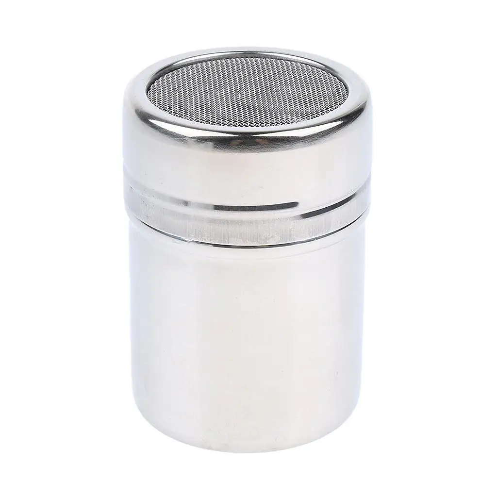 Fine Mesh Sugar Shaker Stainless Steel Chocolate Dredger Cooking Sifter Tool with Lid for Cakes Drinks