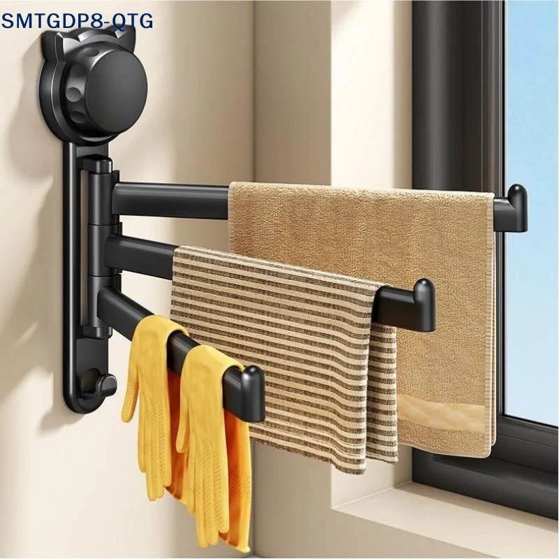 Rotating Towel Rack With Vacuum Suction And Adhesive Made Of PP Material Requires No Drilling Securely Attaches Rotates Flexibly