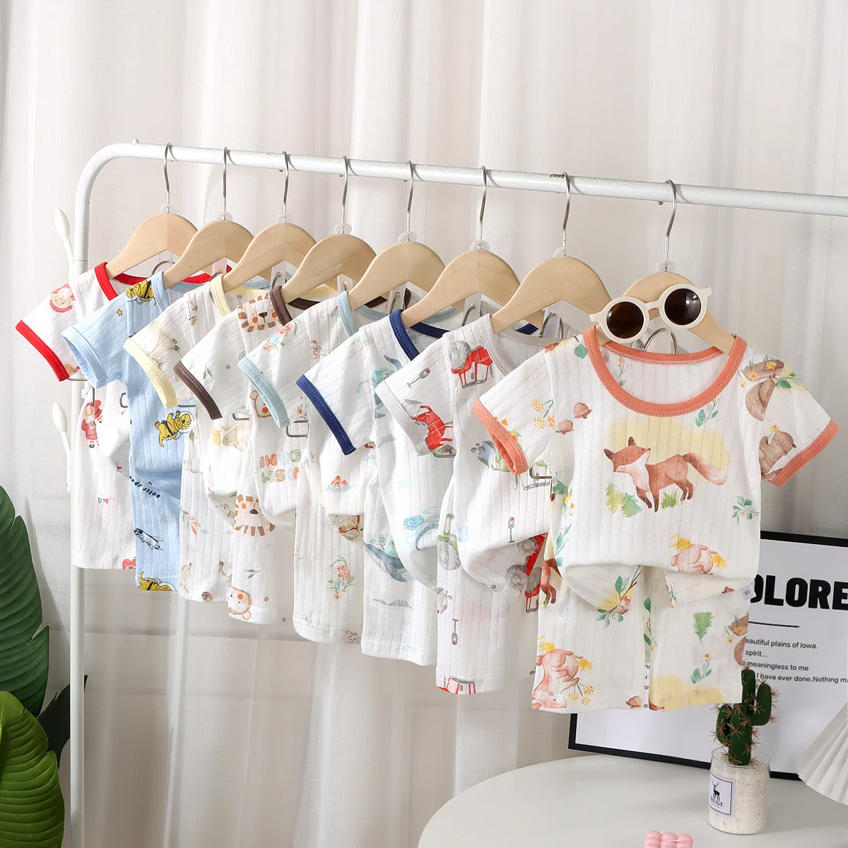 Toddler Costume Home Clothes Outfits Printed Cartoon Cute Baby Girl Boy Short Sleeve Suit Summer Clothing Thin Comfort Pajamas