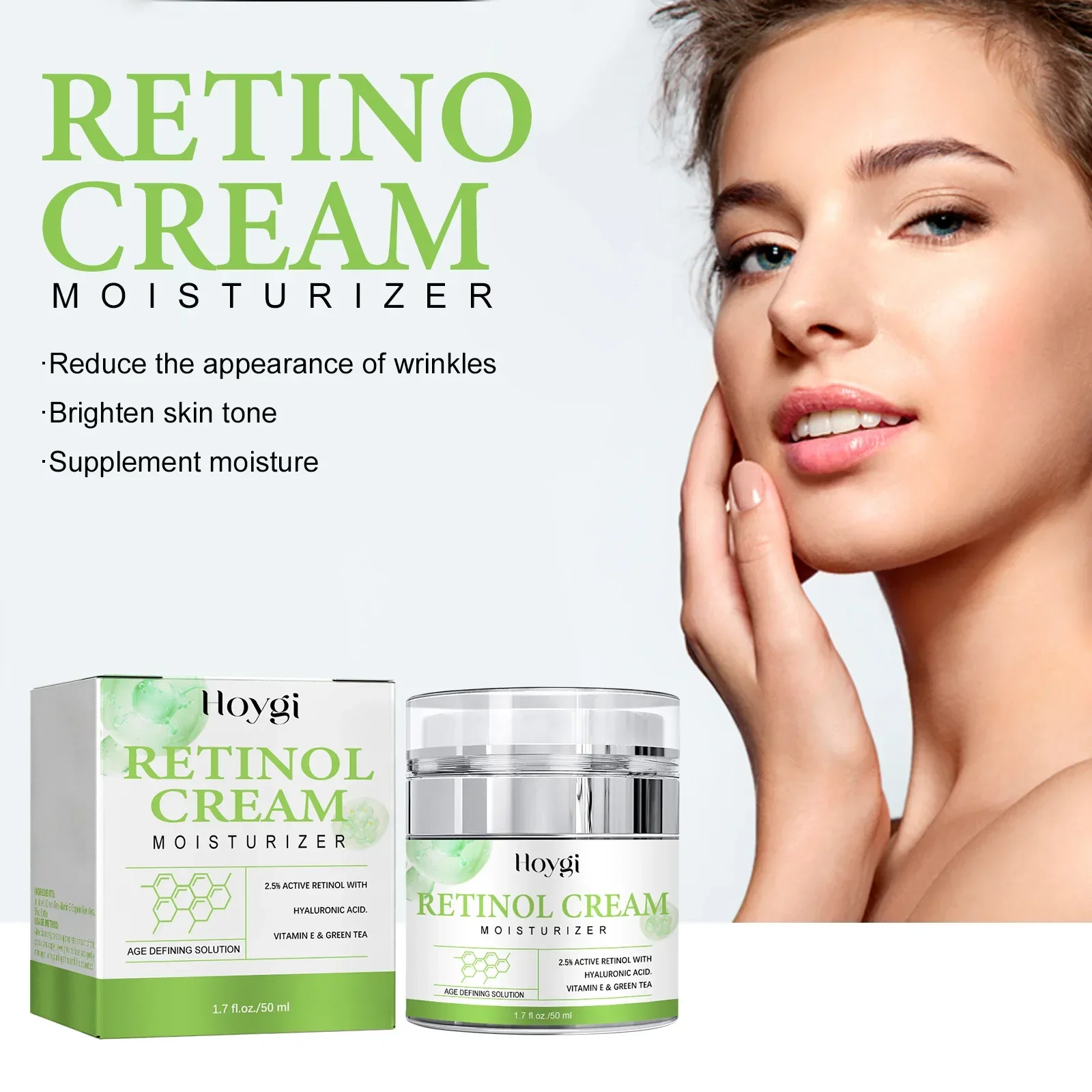 Hoygi Retinol Firming Cream Fade Wrinkles Spots Hydrating Moisturizing Skin Elastic Tender Firming Anti-Aging Whitening Cream