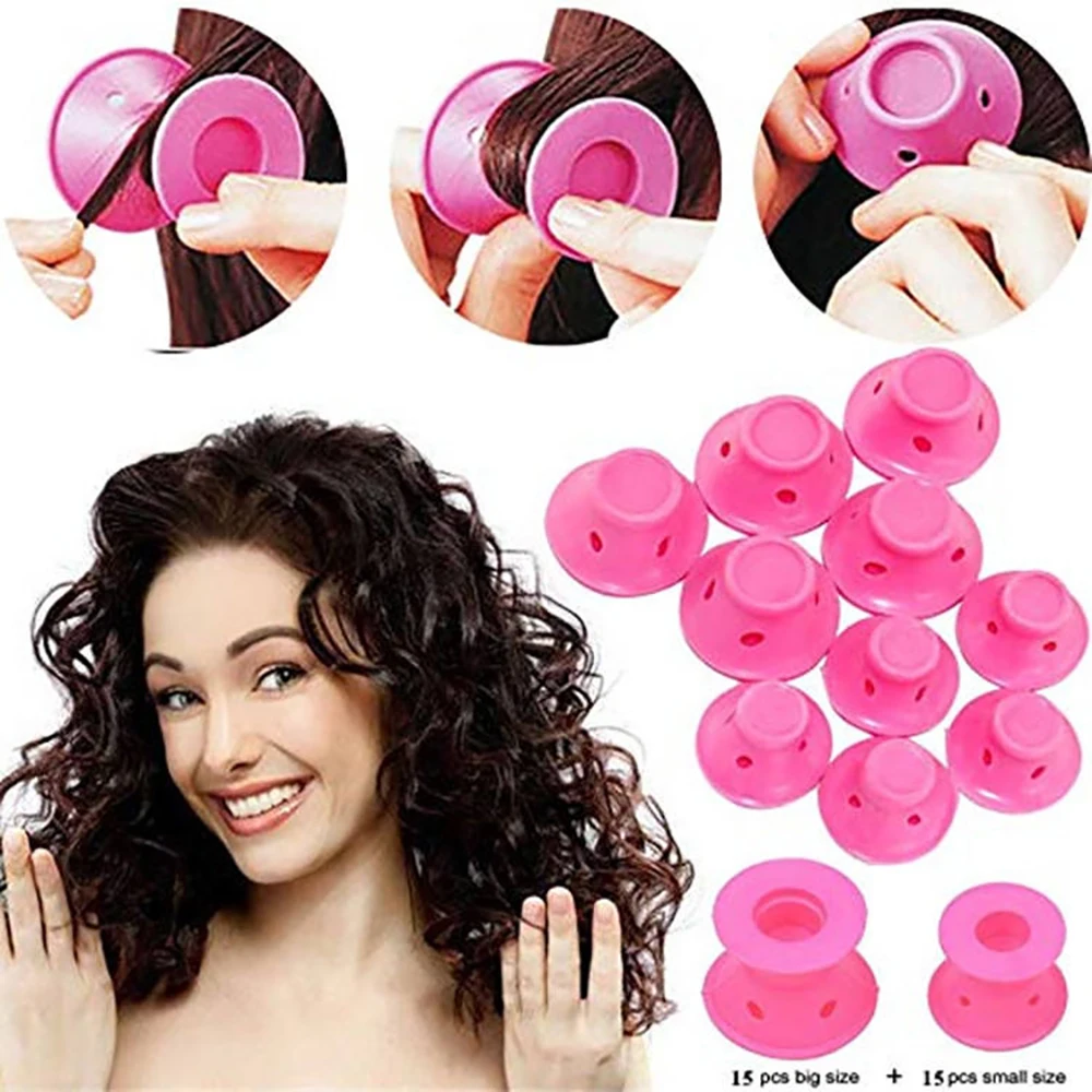 

Soft Rubber Silicone Heatless Hair Curler Twist Hair Rollers Clips Don't Hurt Hair Curls Styling Tools DIY Girl Lady 20pcs