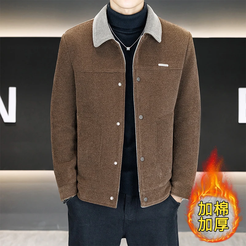 

Высококачественная зимняя шерстяная куртка для мужчин, утепленные и теплые шерстяные куртки, повседневный деловой плащ, мужская одежда 2025