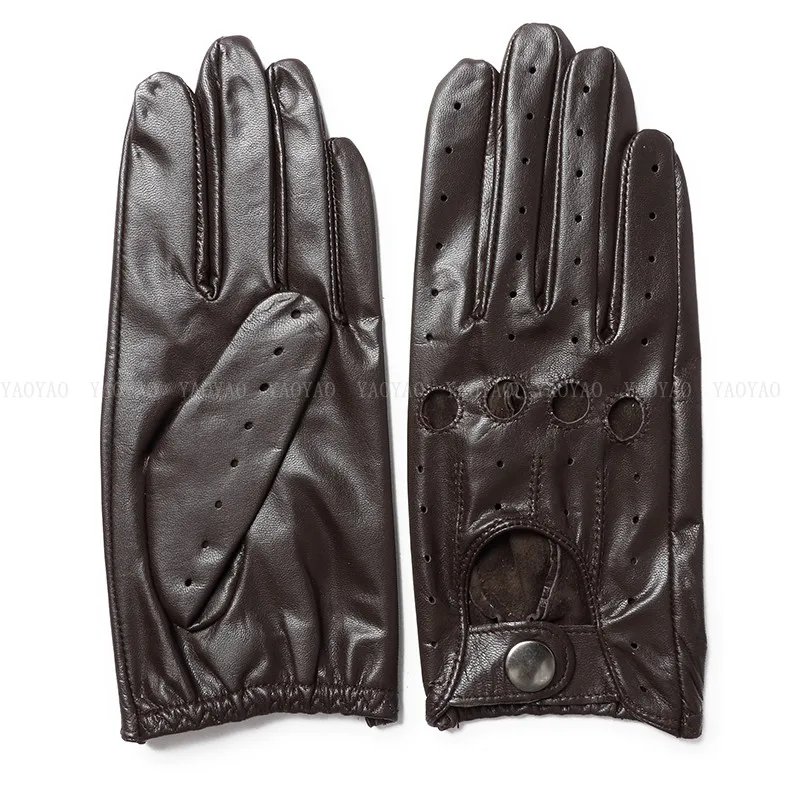 Men Sheepskin Gloves High Quality Breathable Real Goatskin Leather Gloves 2023 New Fashion Male Unlined Driving Mittens