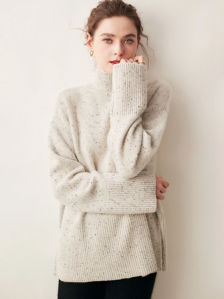 Luxury Women Cashmere Sweater Soft Warm Turtlenneck Pullovers Autumn Winter Thick 100% Cashmere Knitwear Basic Casual Loose Tops