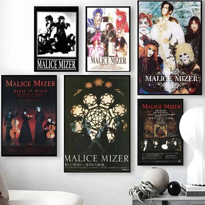 Band M-Malice M-Mizer Poster Waterproof Self-Stick Wall Art Stickers, Removable Wall Decor for Living Room and Bedroom