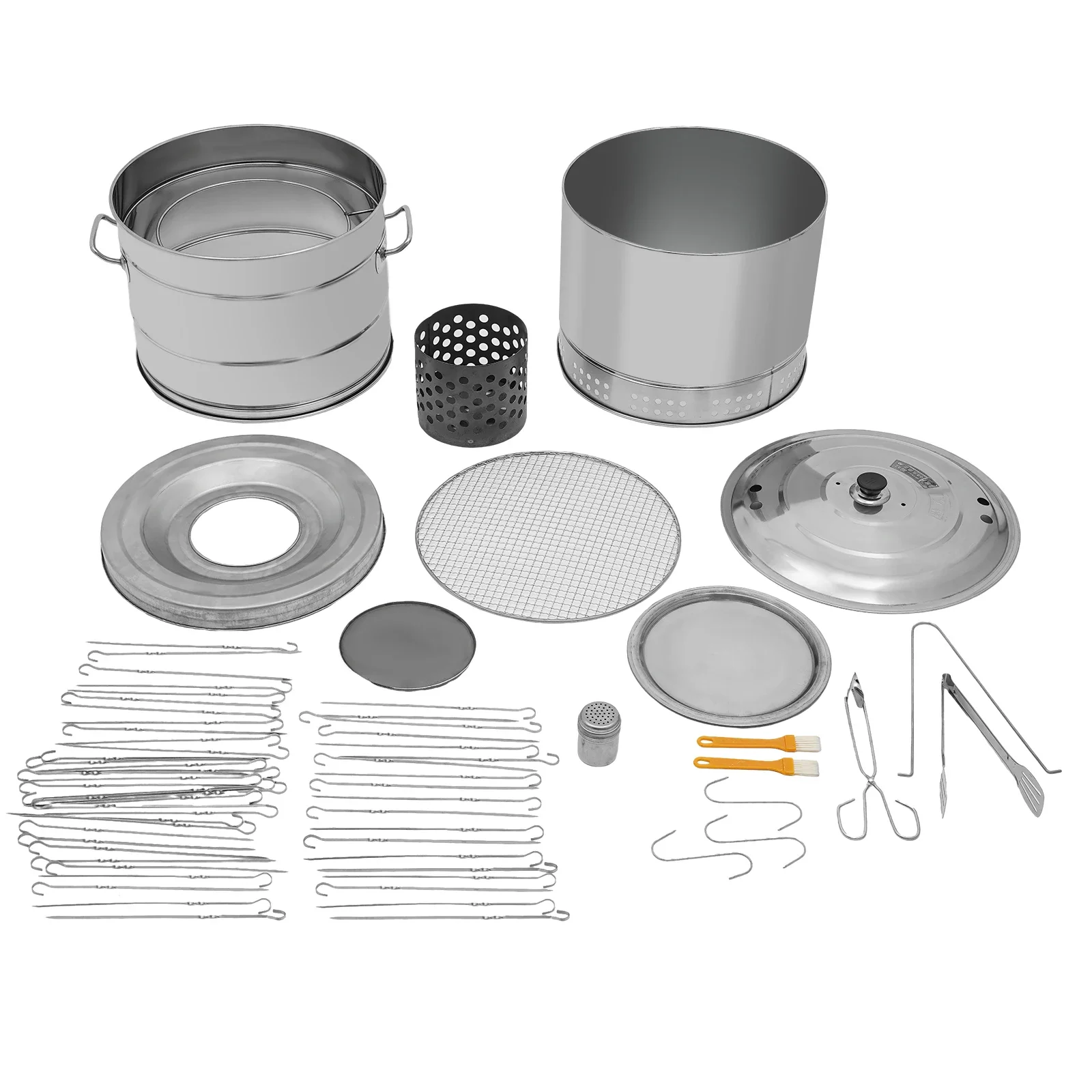 

Stainless Steel Surround Charcoal Kebab Grill with 50 Skewers,Portable Smokeless Barbecue Barrel for Picnics,Camping,Traveling