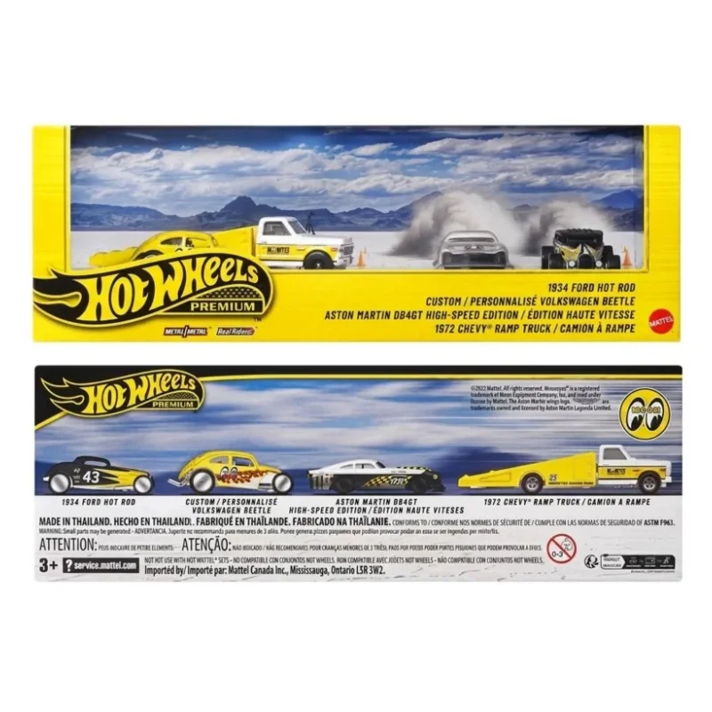 Hot Wheels Premium Mooneyes Garage Diorama Set GMH39 Custom Volkswagen Beetle '72 Chevy Ramp Truck Car Collection Model Toy