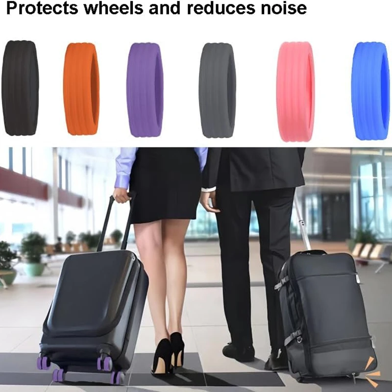 16/8/4PCS Silicone Wheels Protector Luggage Reduce Noise Trolley Case Silent Caster Sleeve Travel Luggage Suitcase Accessories