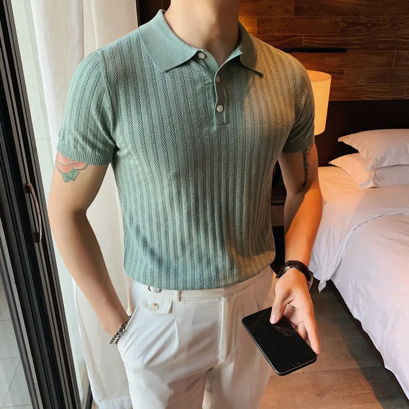 Smart Casual Solid Color Turn-down Collar Polos Spring Summer Simplicity Retro Comfortable Tops Slim 2024 Men\'s Clothing