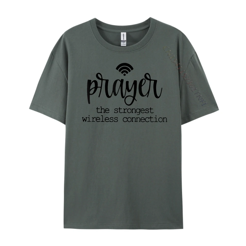 

Prayer Definition Strongest Wireless Connection Christian White Graphic Tee Men's Shirt Character Tops