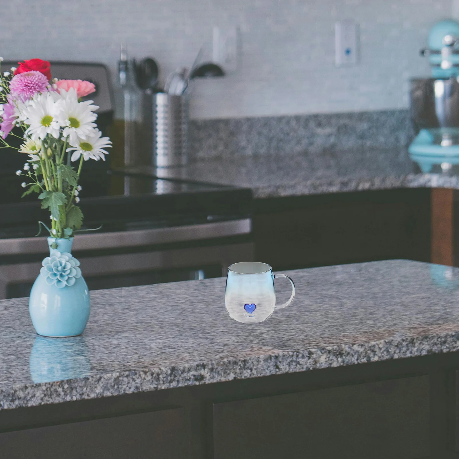 

Heart Inside Aesthetic Glass Cup Gradient Color Transparent Mug Romantic Creative Coffee Tea Drinkware for Valentine's Day