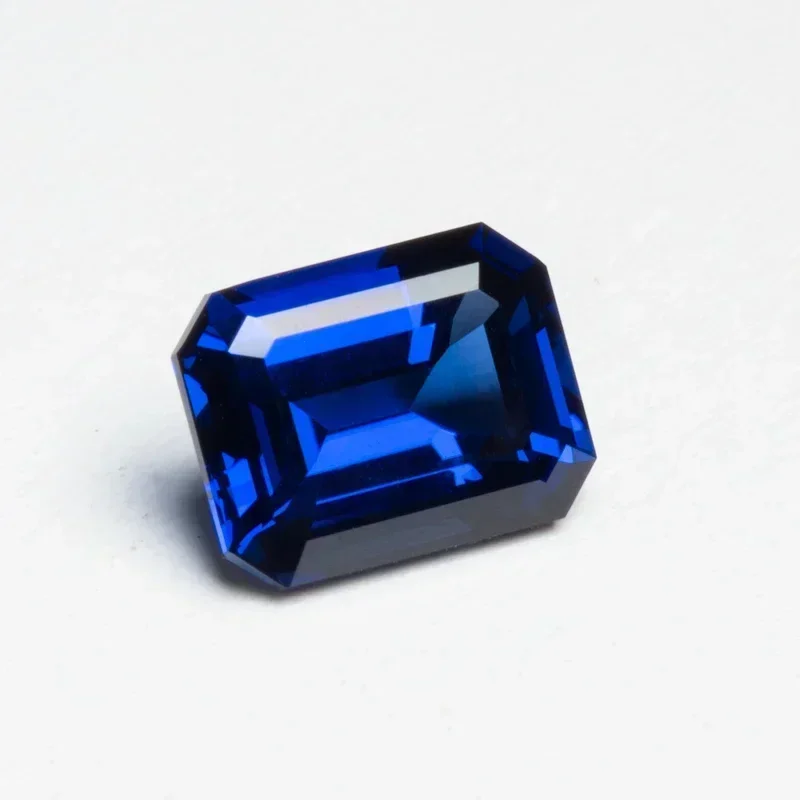 Lab Grown Sapphire Royal Blue Color VVS1 Emerald Cut Charms Beads for Jewelry Making Rings Materials Selectable AGL Certificate