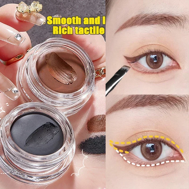 Smooth Waterproof Eyeliner Cream Smokey Gel Eye Liner Soft Easy Wear High Pigment Brown Matte Concealer Smudge-proof Eyes Makeup