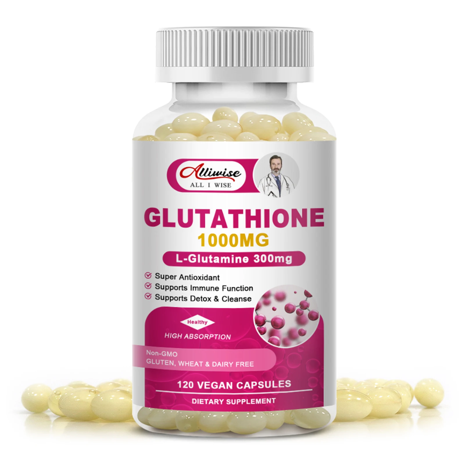 Alliwise Glutathione Supplement Liver Detox Effectively Remove Freckles Brighten Skin Glutathione Skin Care