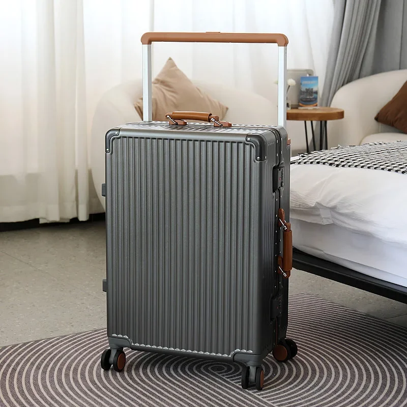 Boîte de voyage à roulettes super silencieuse pour hommes et femmes, cadre en aluminium, nouvelle boîte à nervures, exportation de bagages du Japon, mode universelle haut de gamme