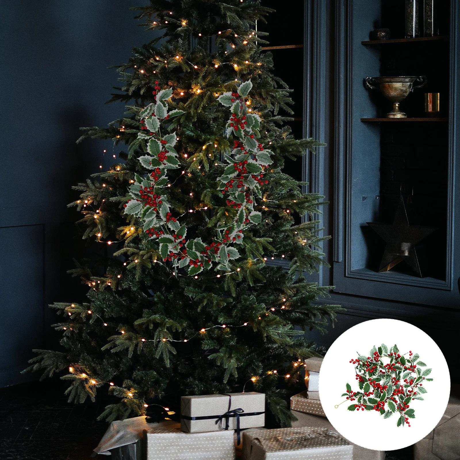 1 قطعة عيد الميلاد الروطان ديكور معلق نابض بالحياة الاصطناعي الفاكهة الحمراء قلادة عيد الميلاد حفلة مأدبة ديكور المنزل محاكاة الروطان #1