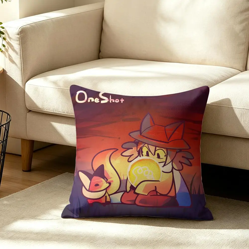 Video Game O-OneShot Cushion Cover Wrinkle-Resistant Short Plush Pillow Case Breathable Machine-Washable